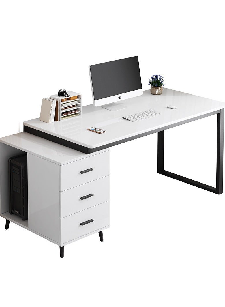  CityRiya-Long مكتب الكمبيوتر ، مكتب الألعاب ، طاولة عمل مكتب مكتب المكتب المنزلي ، مكتب تنفيذي مع خزانة تخزين ، 120*60*75 سم كمبيوتر محمول للكتابة على طاولة الكتابة ، أثاث الأعمال البيضاء الكبير للأعمال - Image 1